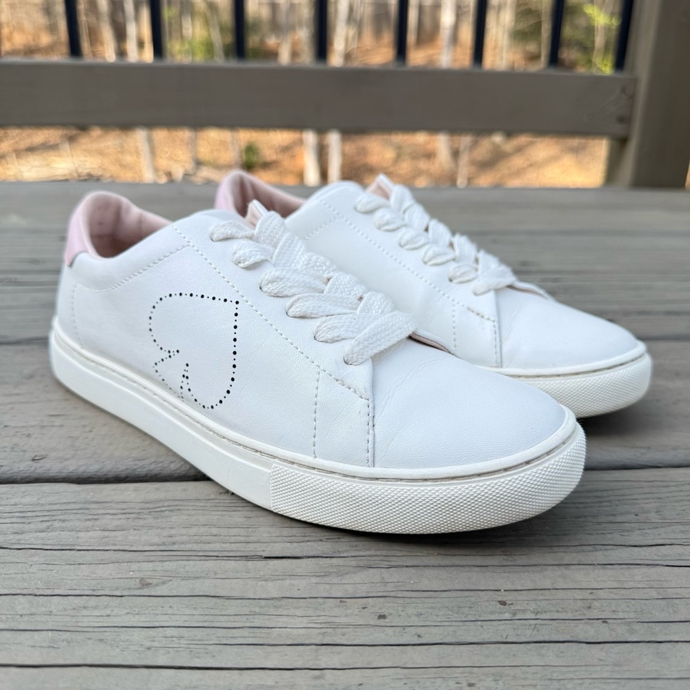 Kate Spade NY Angelise white and pink perforated leather sneakers size 8 - Picture 2 of 15